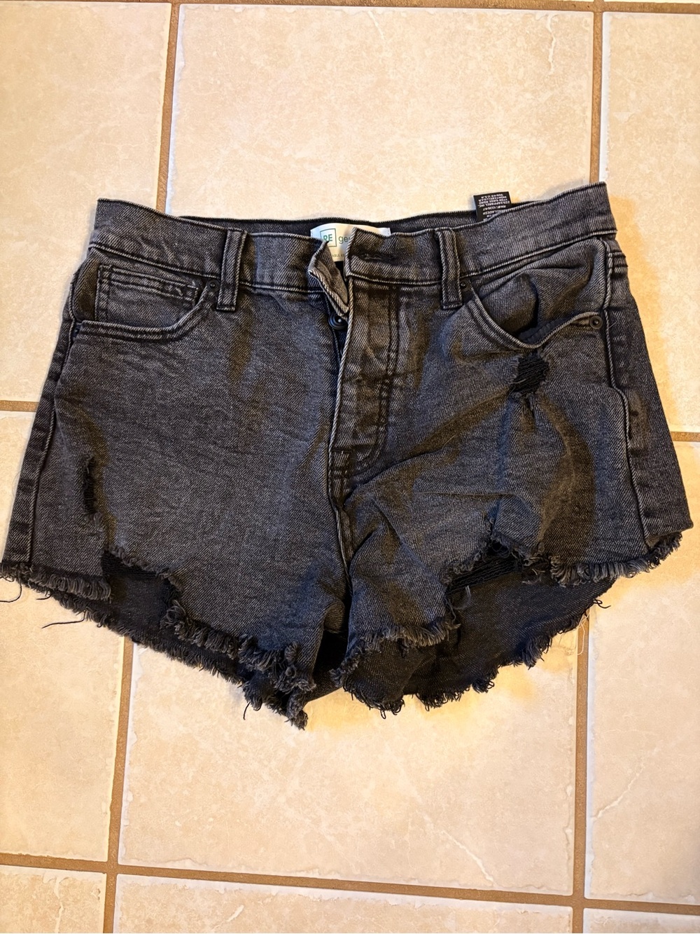 Celebrity Pink Black Distressed Frayed Denim Shorts